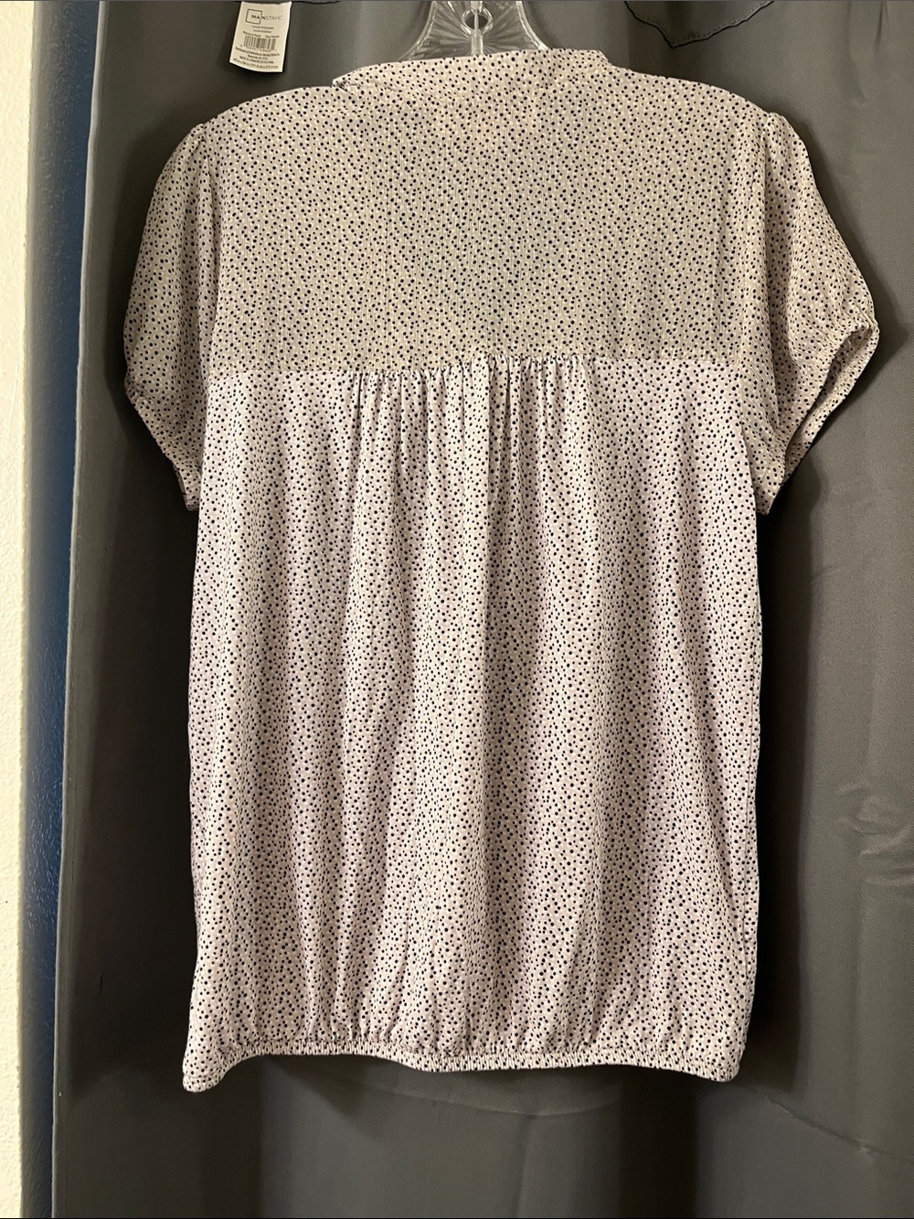 LOFT two-tone  Light Gray Polka Dot Short Sleeve Peasant Top!! - Picture 3 of 4